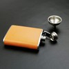 iSavage 3oz Orange Leather Wrapped Hip Flask with a Funnel