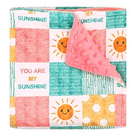 Baby Blanket for Girls, Super Soft Double Layer Minky Blankets with Dotted Backing, Sun Smile Toddler Newborn Nursery Bed Blanket, You are My Sunshine Print Throw Blanket, 30 X 40 Inches