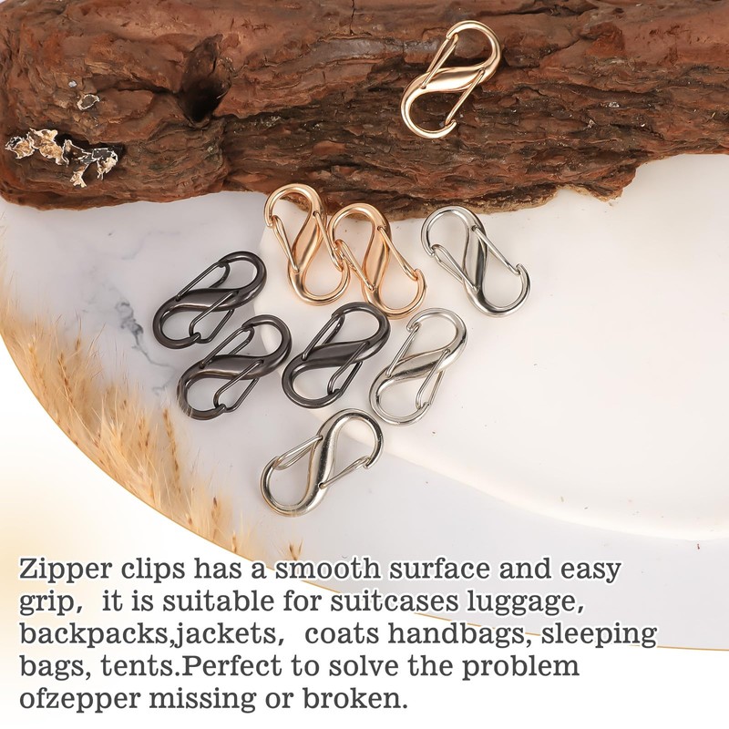 COMNICO Zipper Lock Clips, 9 PCS Alloy Double Opening Theft