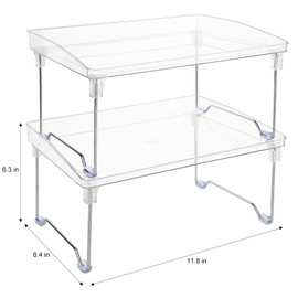 Cabinet Organizer Shelf, 2 Pack Spice Rack Organizer for Cabinet Countertop Organizers, Stackable Shelf Organizer for Kitchen Organizers and Storage