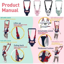 Baby Walking Harness, Handheld Kids Walker Helper, 2024 New Upgrade Breathable and Adjustable Toddler Infant Walker Harness Assistant Belt with Instructions for 7-24 Month (Seasonal Yellow Bear)