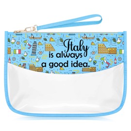 Italy Themed Makeup Cosmetic Organizer Bag Travel Gifts for Women Unique Vacation Trip Gifts for Friend Sister Daughter Birthday Gifts for Italian Mom Italian Lover Gifts