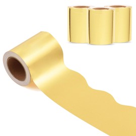 FOBSME 99 Feet Gold Bulletin Board Borders Shine Scalloped Borders Gold Metallic Bulletin Board Trim Decorative Classroom Bulletin Board Decorations with Glue Point for Back to School Decor,3 Rolls
