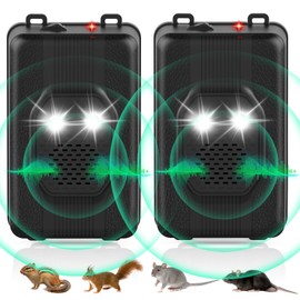 2Pack Electronic Mouse Repellent Devices for Car Rodent Repellent for Car Engines,Garage Battery Operated Mouse Deterrent with Light to Keeping Rodents Out of Car Rat Repellent for Vehicle Protection