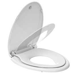 Elongated Toilet Seat, 19" Toilet Seat with Built-In Potty Training Seat for Toddlers, Quiet Close Hinges, Safe PP Material, Easy Install for Family Bathrooms, White