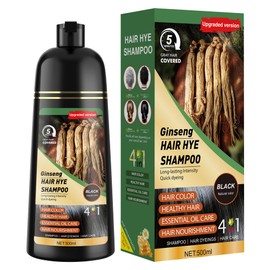 Hair Dye Shampoo 3 in 1 for Women & Men 100% Gray Hair Coverage - Herbal Ingredients Natural Plant Hair Color - Hair Dye in Minutes 500ML（Black）