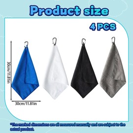 QhgPnt 4 PCS Golf Towel, Golf Club Towel, Golf Towels for Golf Bags With Clip - Absorbent Microfiber Fabric, for Golf Enthusiasts Outdoor and Sports Enthusiasts