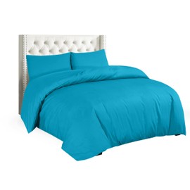 Sapphire Collection Plain Duvet Cover With Pillow Case Non Iron Percale Quilt Cover Bedding Bedroom Set (Single, Teal)
