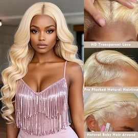 WAQI 24 Inch 613 13x6 Lace Front Wig Human Hair 200 Density Blonde Wig Human Hair Body Wave Lace Front Wigs Human Hair Pre Plucked 613 HD Lace Frontal Wig 13x6 Wigs For Women