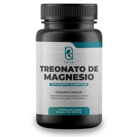 Treonato de Magnesio - adicionado con Hongo Melena de Leon y Vitamina C - 100 cápsulas de 500mg - Pure L Magnesium L Threonate, Lion's Mane & Vitamin C