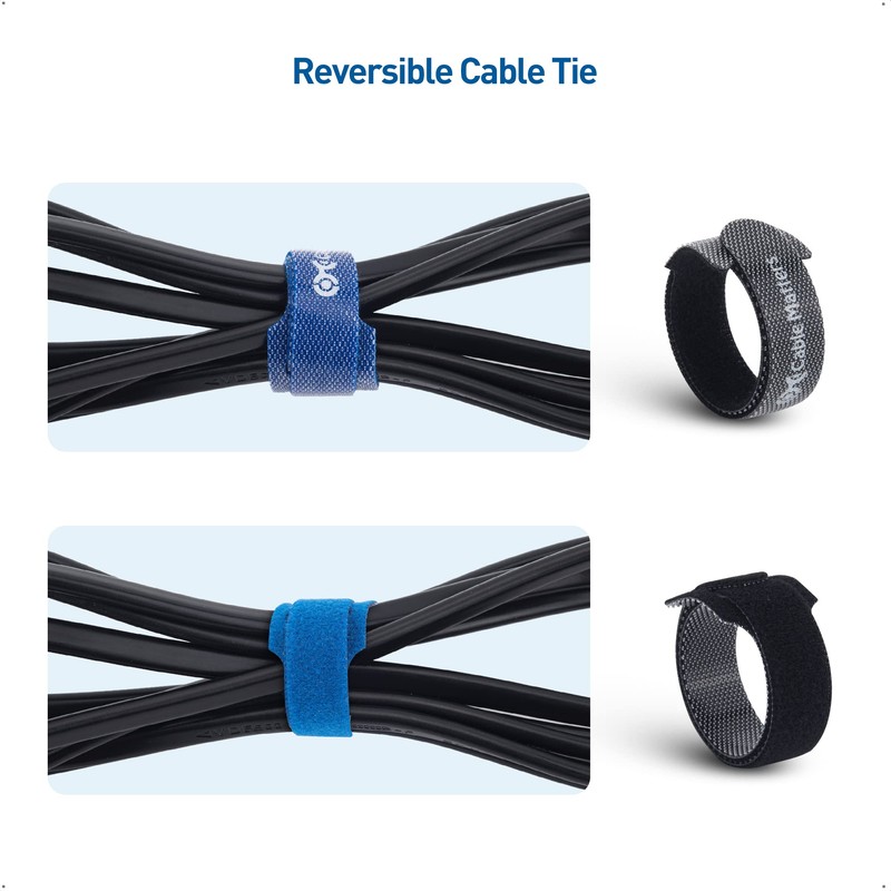 Cable Matters 100-Pack Hook-and-Loop Reusable Cable Ties (10+15+20cm), Wire Ties