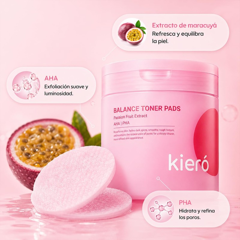 KIERO Toner Pads Coreanos Balance con AHA y PHA 60