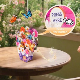 APOTODITO Mini Birthday Cards, Birthday Card with Music and Light, Flower Bouquet 3D Card with Butterflies for Mom, Women, Wife (Birthday Daisy)