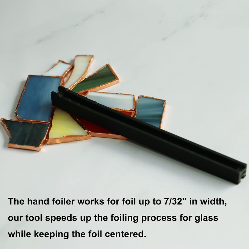 PIAOLGYI Stained Glass Copper Foiling Tool,Hand Foiler 7/32" Foil Crimper,Stained