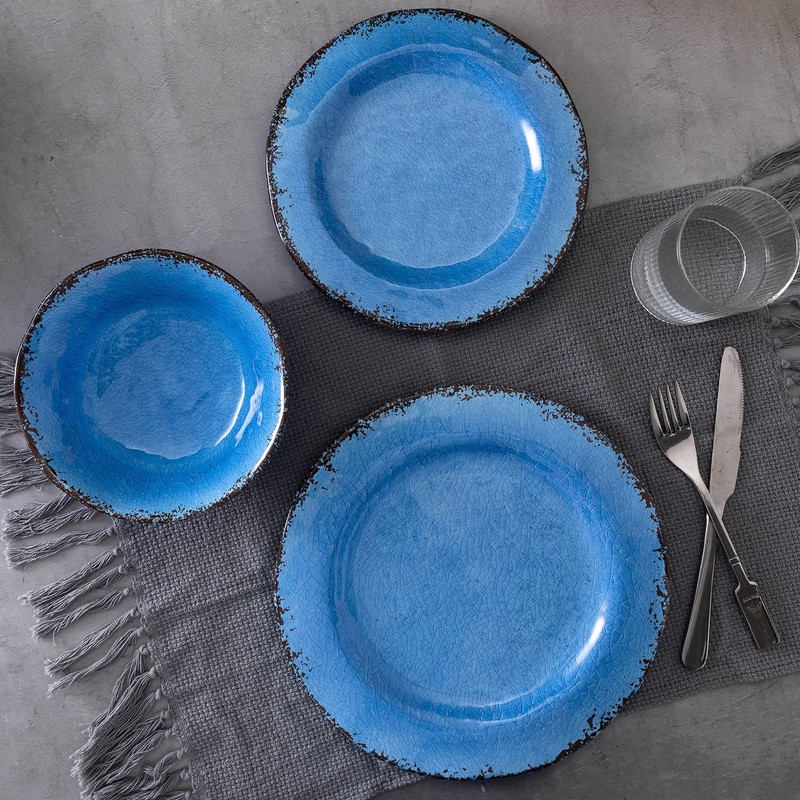 LEHAHA 12 Piece Melamine Dinnerware Set BPA Free Farmhouse Outdoor