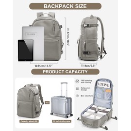 Simple Travel Backpack for Women Men Mochila de Viaje 15.6Inch Laptop Travel Backpack Carry on Flight Approved Backpacks Waterproof Luggage Backpack Luggage Backpack with USB Charging Port(Gray Brown)