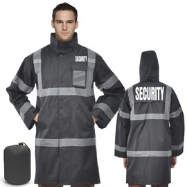 AYKRM XSmall SECURITY high vis Reflective Rain Jacket black SECURITY Rain Gear