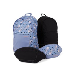 Satch Cross Bum Bag for Leisure, 2 Compartments, All Black - Black, School backpack