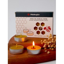 Petekoğlu (6 Pieces) Tealight Candle Natural Honeycomb Wax candle Standard Size, Yellow
