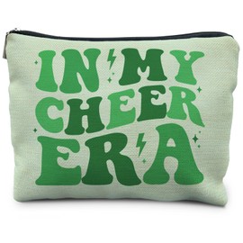 RYYCDOI Cheer Makeup Bag, Cheer Gifts Women Cheerleaders, Cheerleading Gifts, Cheer Cosmetic Bag Zipper Pouch, in My Cheer Era Green Preppy Makeup Pouch, Cheer Accessories for Cheerleader