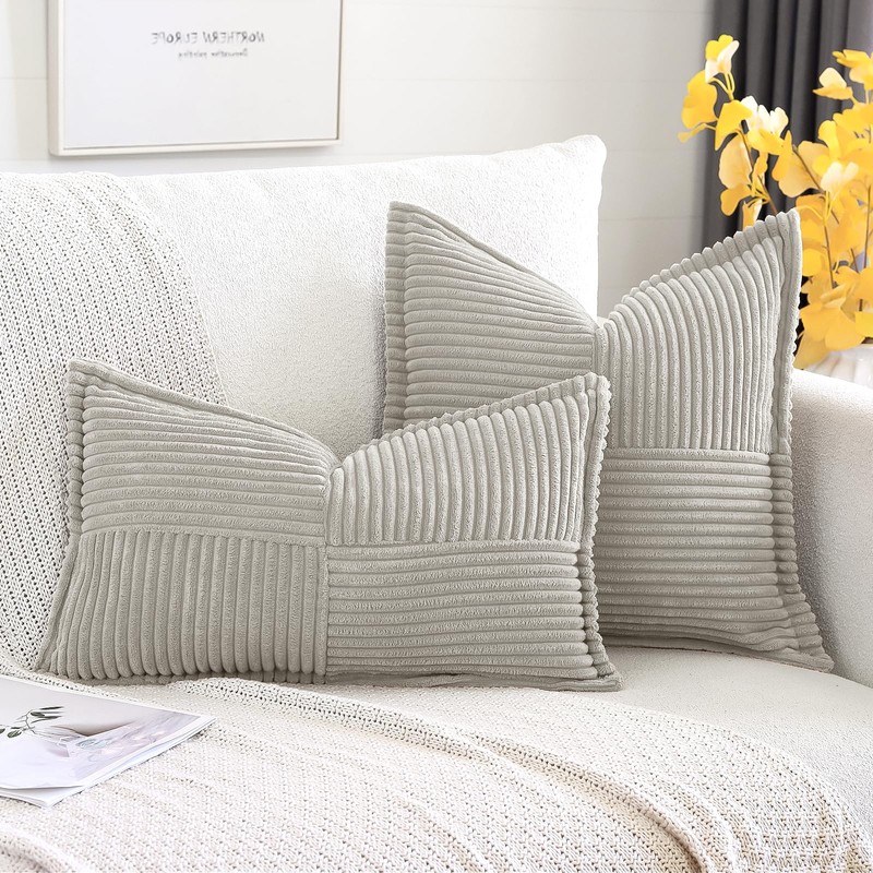 Artscope Corduroy Cushion Covers Pack of 2 Modern Patchwork Throw