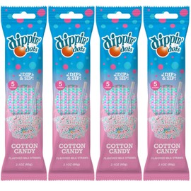 Dippin’ Dots Magically Flavored Milk Straws - Cotton Candy, 4-Pack Bundle (20 Straws) Milk Flavoring Straws for Kids