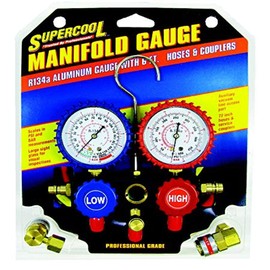 TSI Supercool (2211B) 2-Way Aluminum Manifold Gauge Set with Rubber Covers and Easy Grip Knobs