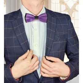AUSUAYA Men's Tuxedo Bow Tie, Boys Bow Tie for Casual Graduation or Wedding Party BT-BYB2, Lilac Purple with Black, One Size