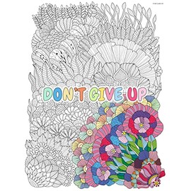 Giant Coloring Poster for Adults, Teens, and Kids - Large Inspirational & Motivational Mandala Coloring Page Sheets - Ideal for Classroom, Office, Home & Group Activities (Don't Give Up, 18x24)