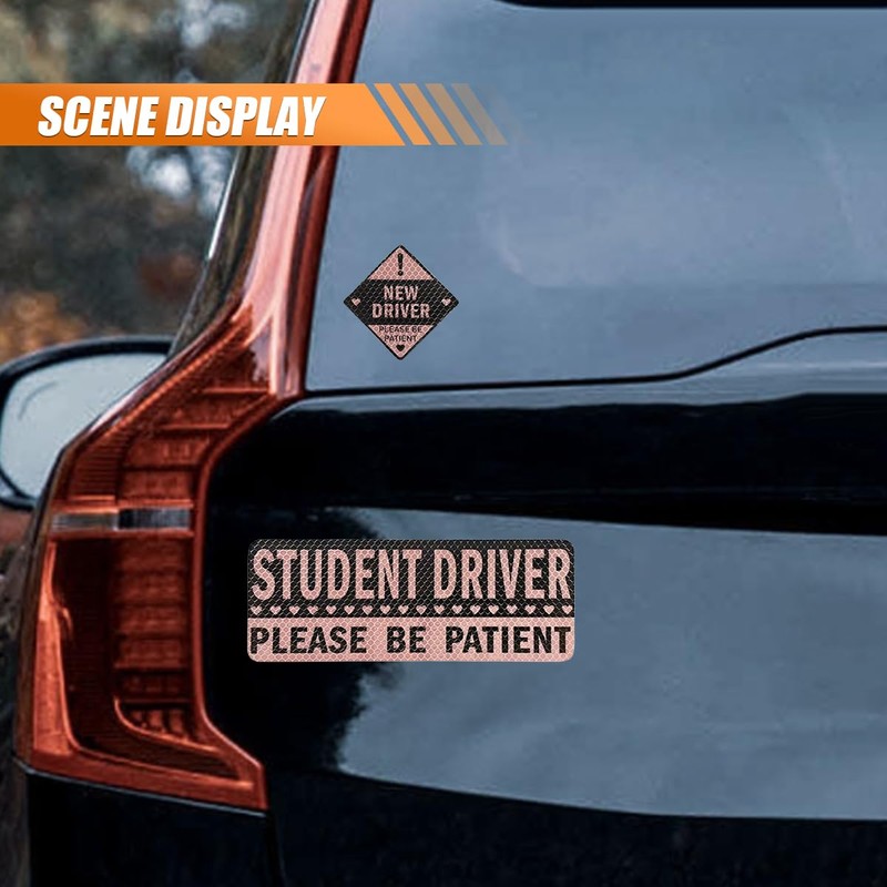 5PCS Non-Magnetic Student Driver Stickers – Reflective New Driver Sticker