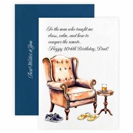 MAGJUCHE 104th Birthday Cards for Dad,Father, Elegant Birthday Greeting Card with Envelope and Wax Seal, 5x7 inch