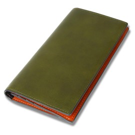 Loyaly Men's Long Wallet, Coin Purse, Thin, Made by Top Leather Craftsmen, High Quality Italian Leather, Genuine Leather, Large Capacity, Simple, Present, green (moss green)