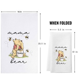 ZJXHPO Pooh Mama Bear Kitchen Towel New Mother Dishes Towel Mother Tea Towel Mama Bear Housewarming Gift (C-Mama Bear Towel)