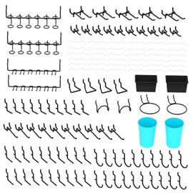 157 PCS Extra Thick Pegboard Hook Set, Metal Pegboard Accessory Organizer with Storage Bins and Peg Locks, Fits 1/4 Inch Pegboard Only, Ideal for Tools, Garage and Workshop Storage (Black)