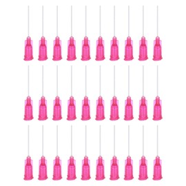 QUARKZMAN Pack of 100 25G Plastic Luer Lock Dispensing Needles, 1 Inch PTFE Needle Tube, PP Heat Resistant Plastic Blunt Tip for Liquid Glue Gun, Red