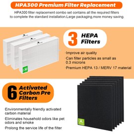 3 Pack HPA300 HEPA Filter Replacement for Honeywell Air Purifiers Filter HPA300 HPA200 HPA100 Series &Filter R-Replace HRF-R3 & HRF-R2 &HRF-R1&HRF-AP1-6 Pack Activated Carbon Pre-Filter by Blutoget