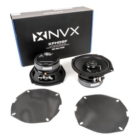 NVX® XFHD5F 5.25” 600W Peak (300W RMS) 2-Ohm Front Fairing Motorcycle Speakers with 1" Titanium Tweeters, Waterproof, Plug-and-Play Upgrade Compatible for Harley-Davidson Touring 1998–2013 (Pair)