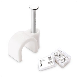 Cable Matters 200-Pack Nail-in Cable Clips Cord Organizer, 7mm / 0.27 inches, Ethernet Cable Wall Clip, Wire Wall Clips, White