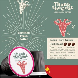 Thank the Goat Gourmet Made to Order Coffee Pods, Freshly Roasted, Dark Roast Compatible with Keurig 2.0 K-Cup Brewers, From Papua, New Guinea, 24 Count
