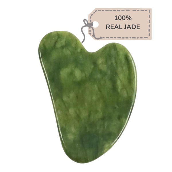 Kandyway Authentic Jade Gua Sha Facial Tool - Premium Face Massage Tool with Bonus Instructional Videos - Enhances Radiance, Improves Circulation, and Promotes Lymphatic Drainage.