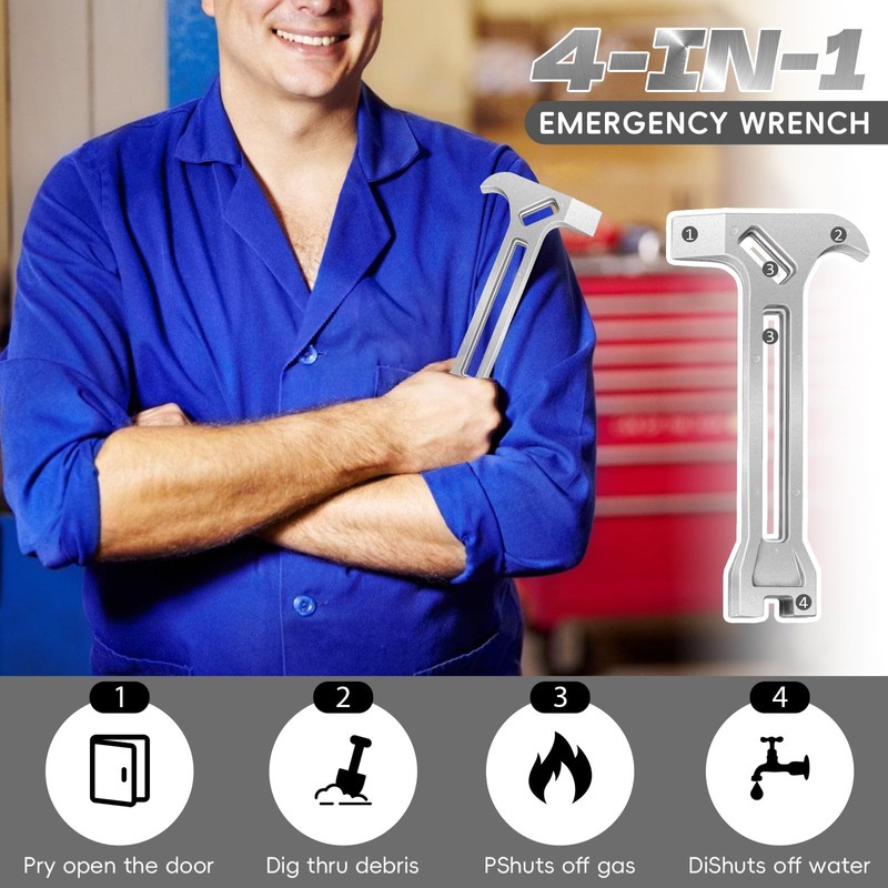 4-in-1 Emergency Tool – Gas & Water Shut Off Wrench,
