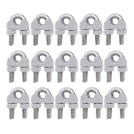 15Pcs M3 Wire Rope Clamp 304 Stainless Steel 1/8" Wire Rope Cable Clip Clamp