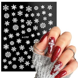 12 Sheets Christmas Nail Art Stickers Decals Self-Adhesive Pegatinas Uñas Holiday White Snowflake Elk Xmas Winter Nail Supplies Nail Art Design for Women Girls Acrylic Nails Decoration