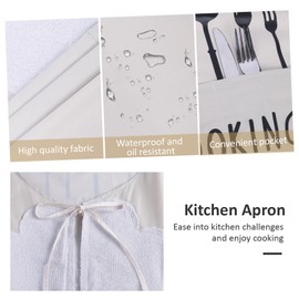 Lollanda 2Pcs Kitchen Aprons for Women with Pockets, Women Kitchen Apron, Black Cooking Aprons for Women Men, Couple Aprons Set for Cooking, Baking, Painting, Housework (Black*Beige)