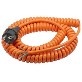 WITTKOWARE PUR Coiled Cable with Moulded Earthing Contact Plug 3G 1.5 mm² 1 m (Extendible up to 5 m) Orange