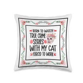 Watch True Crime Series With Cat, Murder Show Murderino Throw Pillow