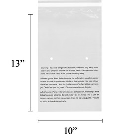 EcoSwift - 10” X 13” (35 Count) Self Seal Clear Poly Bags with Suffocation Warning for Packaging, Shipping - Permanent Adhesive