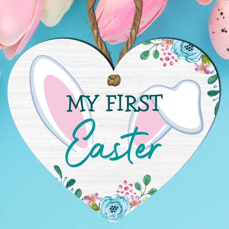 My First Easter Wooden Heart Plaque | Rabbit Ears &