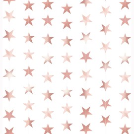 Yharnamite 130 Feet Star Banner Garland Party Streamers, Hanging Star Paper Bunting Garland Decorations for Birthday, Wedding, Ramadan, Baby Shower, Christmas, Festival Party (Rose Gold-A)