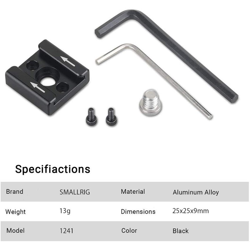 SMALLRIG Cold Shoe Mount Adapter mit 1/4 Zoll Gewindeloch für